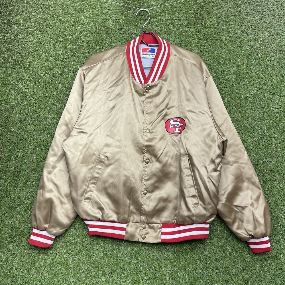 Vintage San Francisco 49ers Satin Jacket Mens XL Swingster Gold Snap Varsity 90s